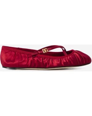 Dolce & Gabbana Dolce&Gabbana Satin Ballerinas in Red | Lyst