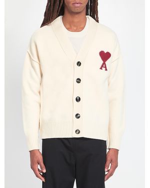 Ami Paris Cardigan Ami De Coeur - Neutro