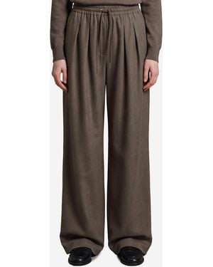 Frankie Shop Melange Finn Wool Elastic Trousers - Brown