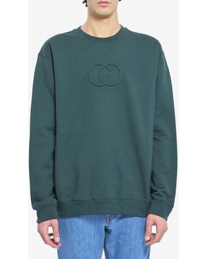 Gucci Felpa Con Incrocio Gg - Verde
