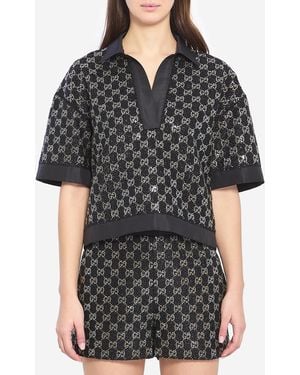 Gucci Embroidered Lam Wool Tweed Shorts - Black