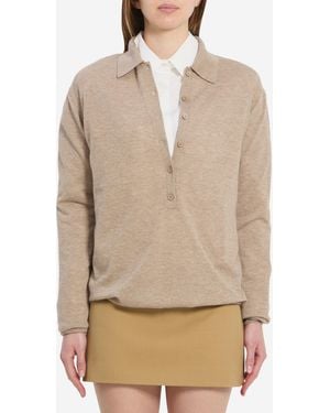 Frankie Shop Tala Knit Vneck Polo - Grey