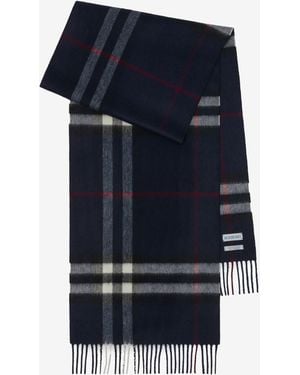Burberry Check Cashmere Scarf - Blue
