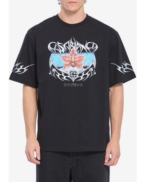 CASABLANCA Tshirt Con Stampa Blades - Nero