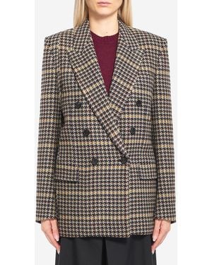 Saint Laurent Checked Wool Jacket - Grey