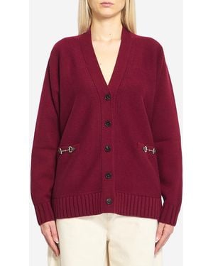 Gucci Cardigan Con Morsetto - Rosso