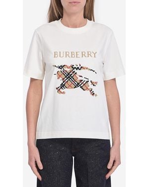 Burberry Tshirt With Embroidered Logo - White
