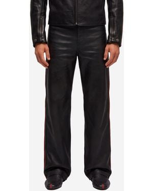 Gucci Pantalone Denim Twill Di Cotone Spalmato Con Nastro Web - Nero