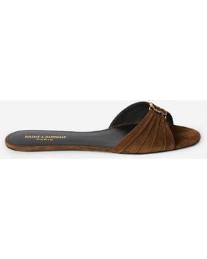 Saint Laurent Babylone Slide Sandals - Brown