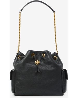 Tory Burch Charlie Quilted Drawstring Bag - Black
