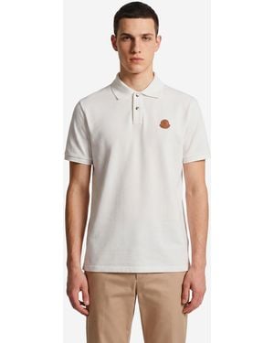 Moncler Cotton Piqu Polo Shirt With Logo Patch - White
