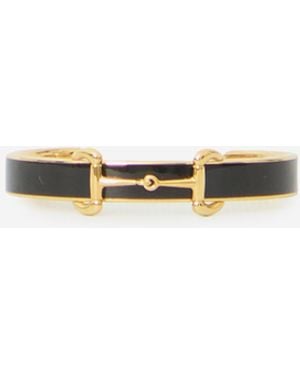 Gucci Enamel Rigid Bracelet With Horsebit Detail - White