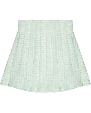 Self-Portrait Boucle Pleated Miniskirt - Green