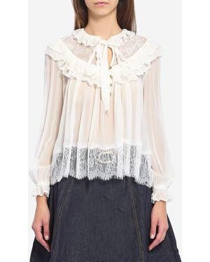 Self-Portrait Georgette Lace Blouse - White