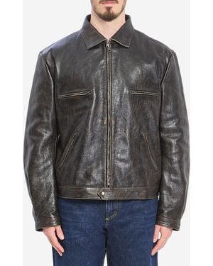 Dolce & Gabbana Agedeffect Leather Jacket - Grey