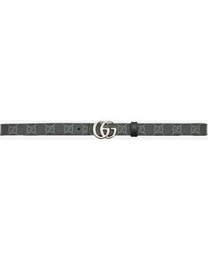 Gucci Reversible Gg Marmont Skinny Belt - White
