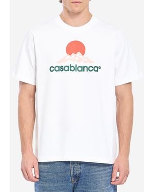 CASABLANCA Tshirt Con Stampa Montagne - Bianco