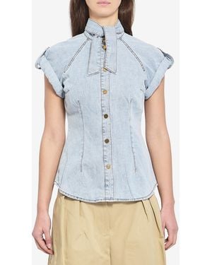 Zimmermann Denim Tie Neck Shirt - Blue