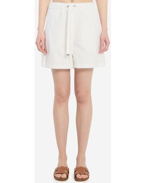 Moncler Cotton Poplin And San Gallo Shorts - White