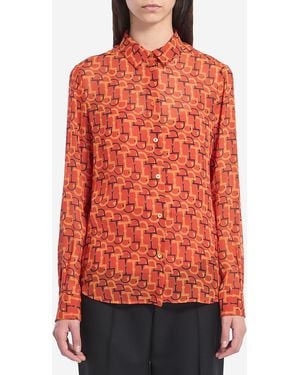 Gucci Printed Silk Blouse - Red