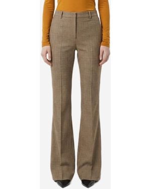 Saint Laurent Flared Prince Of Wales Check Pants - Natural