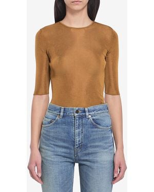 【SAINT LAURENT】CROPPED TOP WITH CASSANDRE●819910Y75WA8092 SAINT LAURENT - Cropped top with Cassandre | Leam Roma