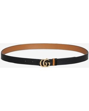 Gucci Reversible Gg Marmont Thin Belt - White