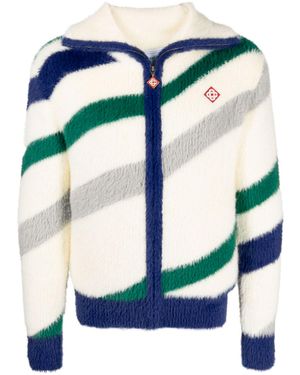 CASABLANCA Furry Zip-up Jumper - Blue