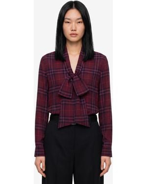 Burberry Rhiannon Check Shirt With Scarf - Red