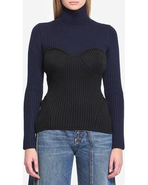 Jean Paul Gaultier Ribbed Knit Pullover - Blue
