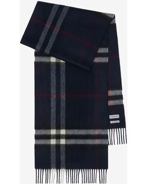 Burberry Check Cashmere Scarf - Blue