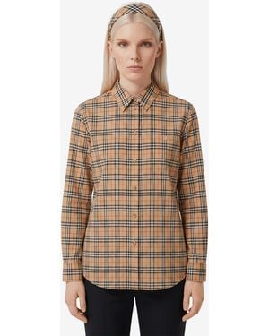 Burberry Emma Cotton Check Shirt - Natural