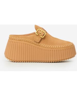 Chloé Nama Platform Mules - Brown