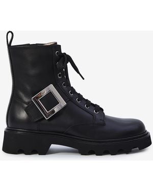 Roger Vivier Viv Rangers Combat Boots - Black