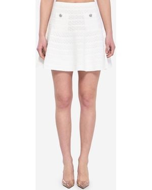 Self-Portrait Pointelle Mini Skirt - White