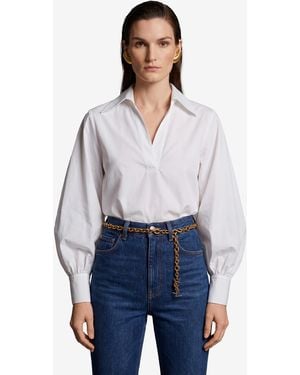 SUTTON NEW YORK Cotton Poplin Blouse - White