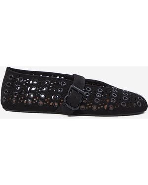 Alaïa Suede Eyelets Ballet Flats - White