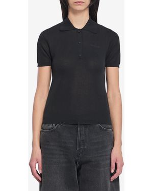 Moncler Polo Shirt With Embroidered Logo - Black