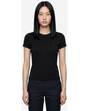 Saint Laurent Slim Fit Tshirt With Monogram - Black