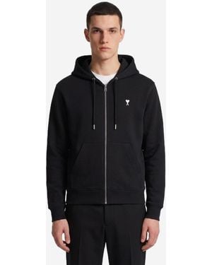 Ami Paris Ami De Coeur Zipup Hoodie - Black