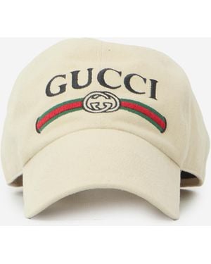 Gucci Cotton Baseball Hat With Embroidery - Natural