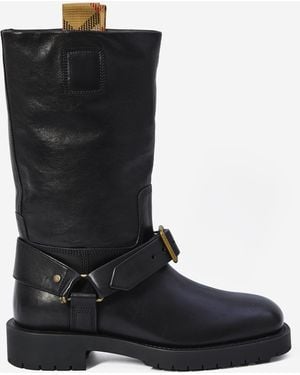 Burberry Stivali Alti Saddle - Nero