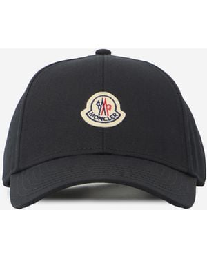 Moncler 100% Cotton Canvas Lining Hat With Adjustable Back Strap And Embroidered Logo - Black