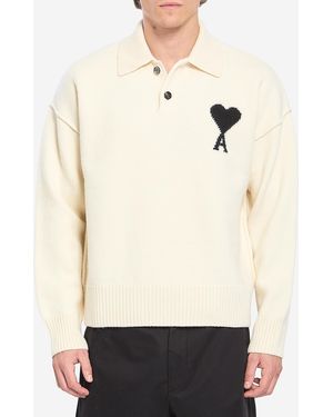 Ami Paris Ami De Coeur Polo - Natural