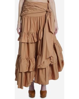 Chloé Maxi Skirt With Ruffles - Brown