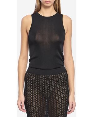 Saint Laurent Ribbed Knit Tank Top - Black