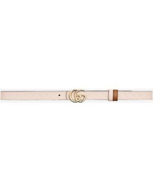 Gucci Reversible Gg Marmont Skinny Belt - White