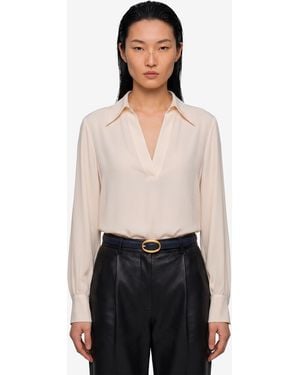 SUTTON NEW YORK Champagne Double Georgette Blouse - White