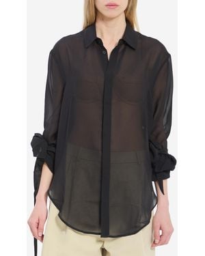 Frankie Shop Verlin Sheer Chiffon Shirt - Black