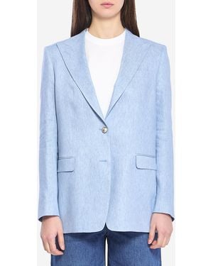Tagliatore Singlebreasted Stretch Linen And Cotton Jacket - Blue